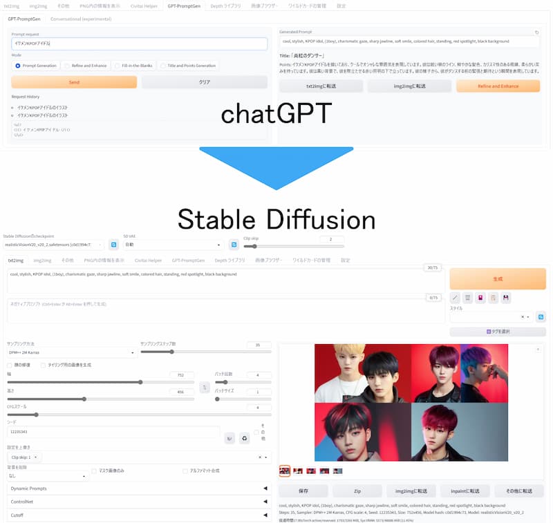 chatGPTでプロンプト生成可能