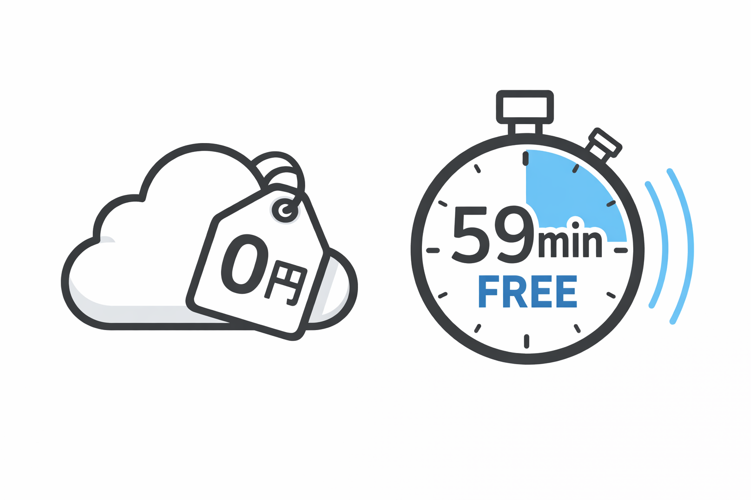 イラスト_クラウド0円59分分FREE イラスト_クラウド0円59分分FREE