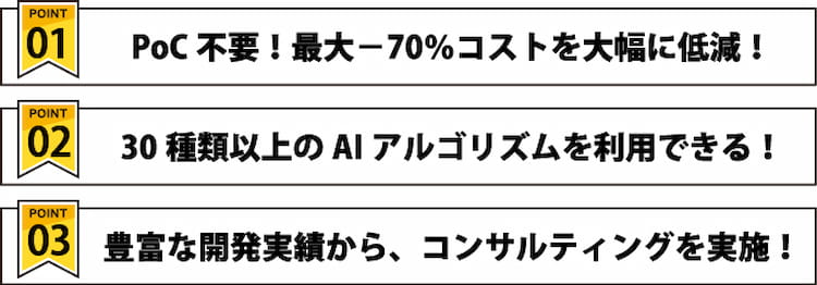 SCORERの強みは、黎明期よりAIシステム開発をしている経験とAIアルゴリズムの資産になっているところです。